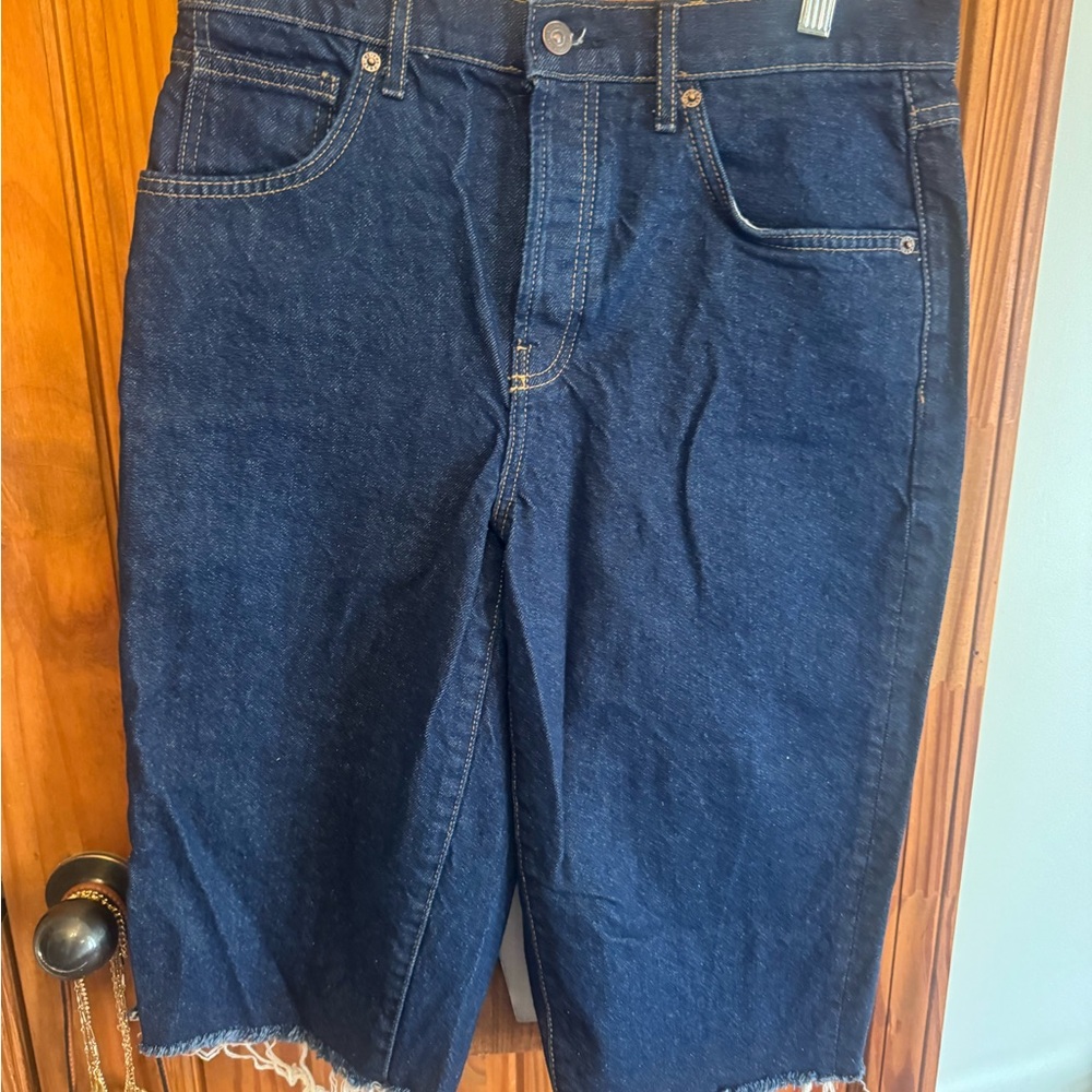 Free People Dark Blue Denim Bermudas